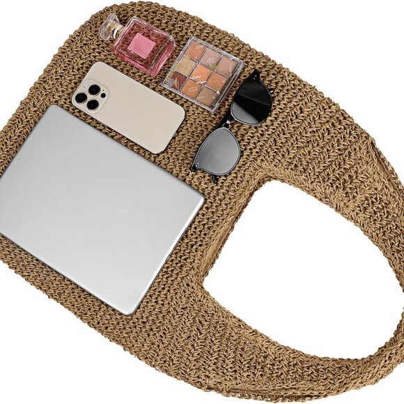 Women Large Straw Beach Bag Handmade Woven Shoulder Bags Hobo Tote Handbag Purse - Picture 4 of 6